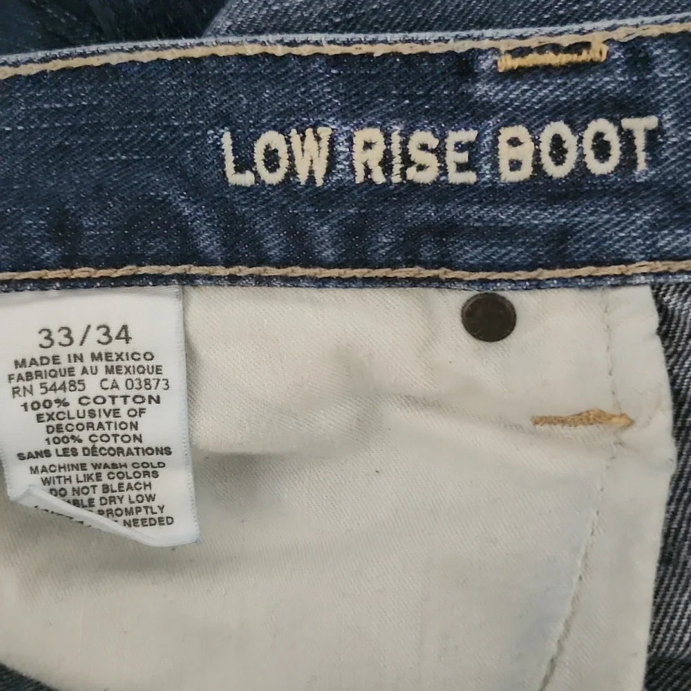 American Eagle Outfitters Men's Button Fly Low Rise Bootcut Distressed Jeans